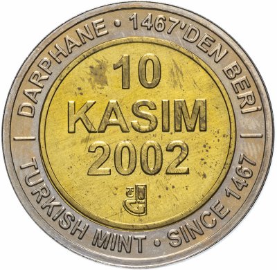 купить Турция 1000000 лир (lira) 2002 "535 лет Стамбульскому монетному двору, ноябрь (Kasim) 10 ноября (10 Kasim)"