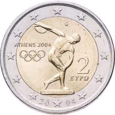 купить Греция 2 евро 2004 "XXVIII Летние олимпийские игры 2004 года в Афинах: Дискобол"