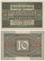 купить Германия 10 марок 1920 (Pick 67a)