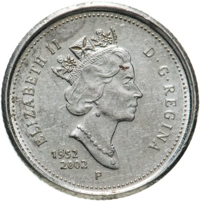купить Канада 10 центов (cents) 2002 P "50 лет правления Королевы Елизаветы II"