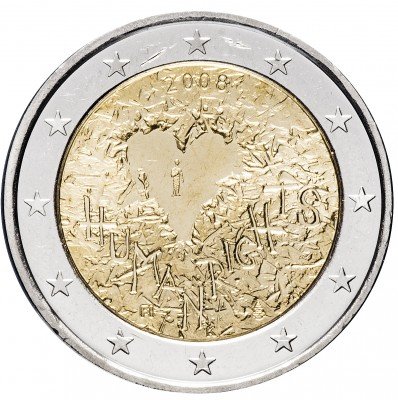 купить Финляндия 2 евро (euro) 2008 "60 лет Всеобщей декларации прав человека"