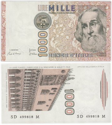 купить Италия 1000 лир 1982 года (Pick 109a)
