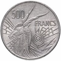 Купить Центральная Африка (BEAC) 500 франков (francs) 1977 Отметка на реверсе "A" - Чад