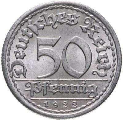 купить Германия (Веймарская республика) 50 пфеннигов 1922 А (Берлин)