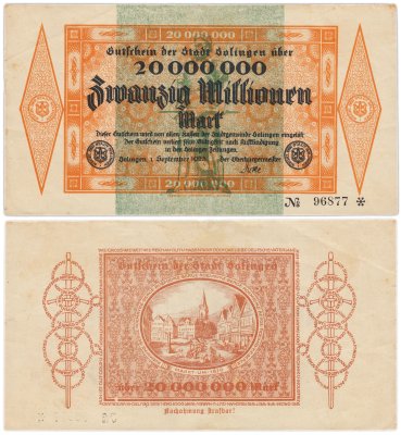 купить Германия Золинген Solingen 20 миллионов марок 20000000 1923 года Без серии