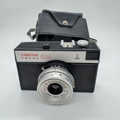 купить Фотоаппарат "Смена-8" в оригинальном кофре (не работает), металл, ЛОМО (Ленинградское оптико-механическое объединение), СССР, 1970-1990 гг.