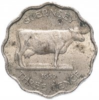 Купить Остров Гернси 3 пенса (pence) 1959