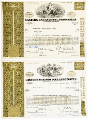купить Акция США EASTERN GASAND FUEL ASSOCIATES Набор ( 2 шт), 1968- 1975 гг.
