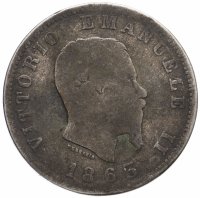 Купить Италия 1 лира (lira) 1863 M Щит на реверсе