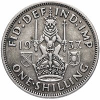 Купить Великобритания 1 шиллинг (shilling) 1937 Шотландский шиллинг - лев, сидящий на короне