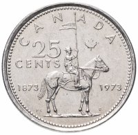 Купить Канада 25 центов (cents) 1973 "100 лет конной полиции Канады"