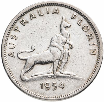 купить Австралия 2 шиллинга (флорин, shillings) 1954 Королевский визит в Австралию