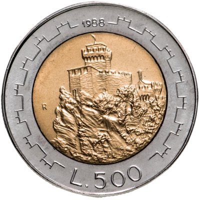купить Сан-Марино 500 лир (lire) 1988 "Укрепления Сан-Марино"