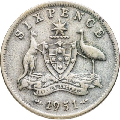 купить Австралия 6 пенсов (pence) 1951
