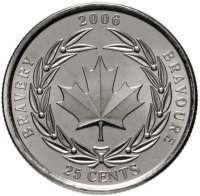 Купить Канада 25 центов (cents) 2006 "Ордена и медали Канады - Медаль за храбрость"