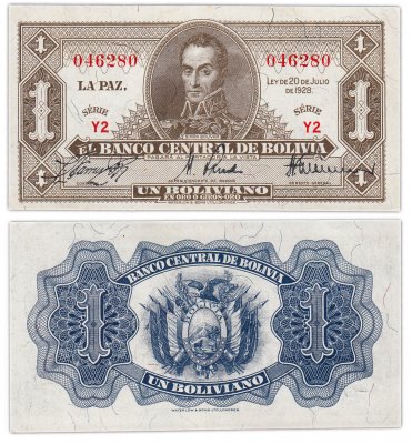 купить Боливия 1 боливиано 1928 (Pick 128a(2))