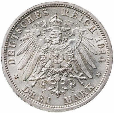 купить Германская Империя 3 марки (mark) 1914