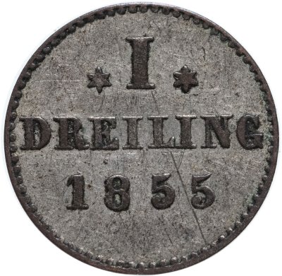 купить Германия (Гамбург) 1 дрейлинг (dreiling) 1855