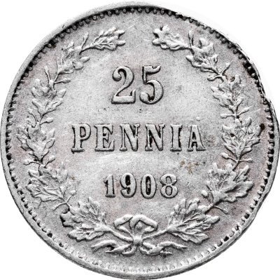 купить 25 пенни 1908 L, монета для Финляндии