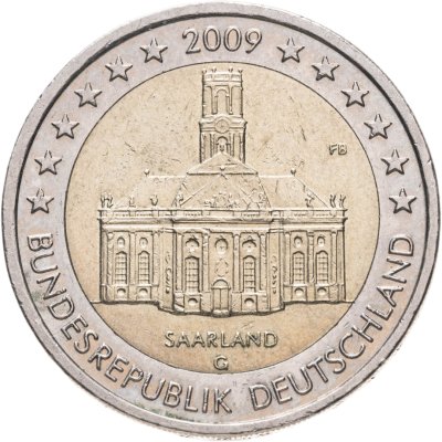 купить Германия 2 евро 2009 G "Федеральные земли Германии - Церковь Людвига в Саарбрюккен, Саар"