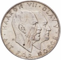 Купить Норвегия 25 крон (kroner) 1970 "25 лет освобождению Норвегии"