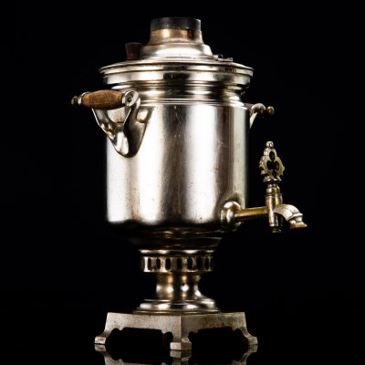 купить Самовар форма "Банкой" с горизонтальными ручками, латунь, 1-й Государственный медеобрабатывающий завод, г. Кольчугино, СССР, 1923-1932 гг.