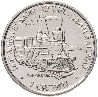 купить Остров Мэн 1 крона (crown) 1998 125 лет паровой железной дороге - локомотив Big Boy