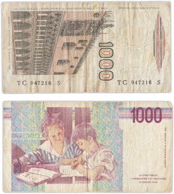 купить Италия набор из 2 банкнот 1000 лир 1990-1982