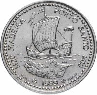 Купить Португалия 100 эскудо (escudos) 1989 "Золотой век открытий - Открытие острова Мадейра"