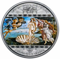 Купить Острова Кука 20 долларов 2008 "Шедевры мирового искусства: Боттичелли - Рождение Венеры пруф" в футляре с сертификатом Редкость