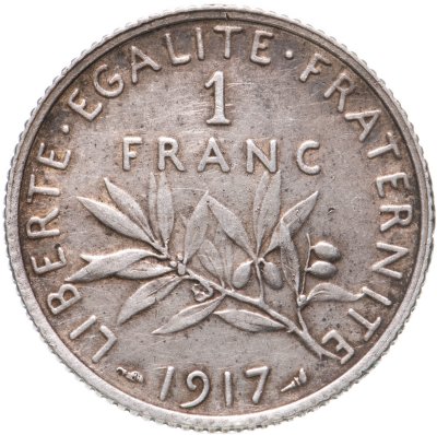 купить Франция 1 франк (franc) 1917