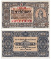 купить Венгрия 8 филлеров 1925 / 1000 крон 1923 Pick 81