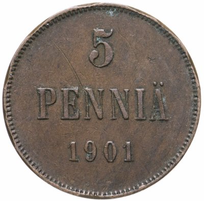 купить 5 пенни 1901, монета для Финляндии