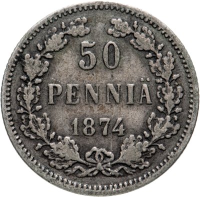 купить 50 пенни (pennia) 1874 S