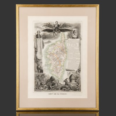 купить Гравюра "Карта Корсики (Dept. de la Corse)" в раме, автор Виктор Левассер (Victor Levasseur), бумага, печать, дерево стекло, Франция, 1840-1860 гг.