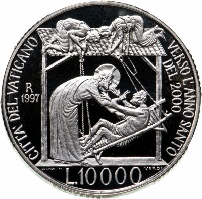 купить Ватикан 10000 лир 1997 "Святой Год 2000 - Исцеление парализованного"