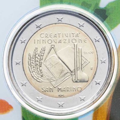 купить Сан-Марино 2 евро (euro) 2009 Европейский год креатива и инноваций в памятном буклете