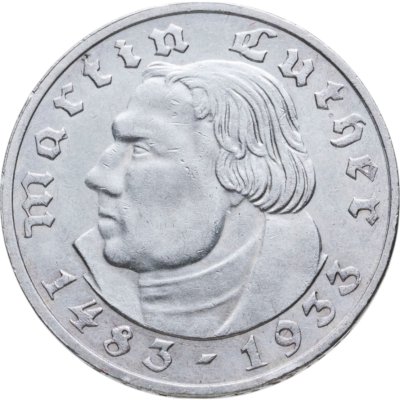 купить Германия (Третий рейх) 2 рейхсмарки (reichsmark) 1933 A "450 лет со дня рождения Мартина Лютера"