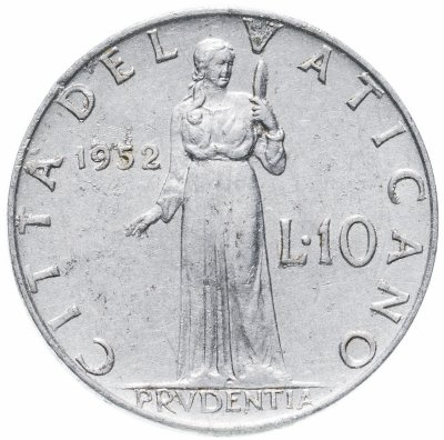 купить Ватикан 10 лир (lire) 1951-1958, случайный год