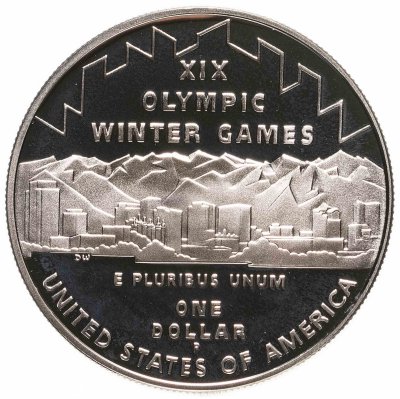 купить США 1 доллар (dollar) 2002 "XIX зимние Олимпийские Игры, Солт-Лейк-Сити 2002" (в коробке с сертификатом)