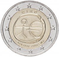 Купить Ирландия 2 евро 2009 "10 лет Экономическому и валютному союзу"