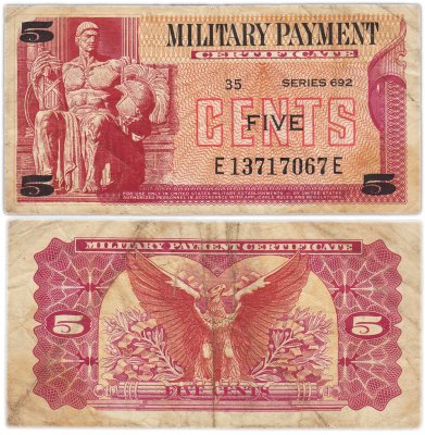купить США 5 центов 1970 год (Pick M91) Военный сертификат
