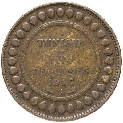 купить Тунис 5 сантимов (centimes) 1917