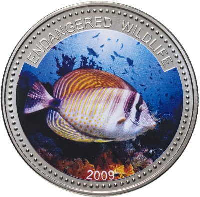 купить Палау 1 доллар (dollar) 2009 "Подводный мир - Вымирающие виды: Зебрасома парусная"