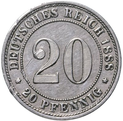 купить Германия 20 пфеннигов (pfennig) "G" 1888