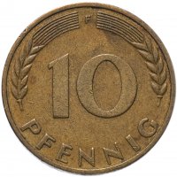 Купить Германия 10 пфеннигов (pfennig) 1950-2001