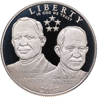 купить США 1/2 доллара (dollars) 2013 "5-звездочные генералы армии США", знак монетного двора: "S" - Сан-Франциско, в футляре