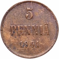 Купить 5 пенни (pennia) 1901, монета для Финляндии