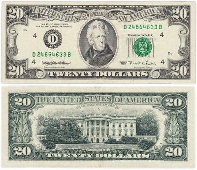 купить США 20 долларов 1995 год B-Нью Йорк