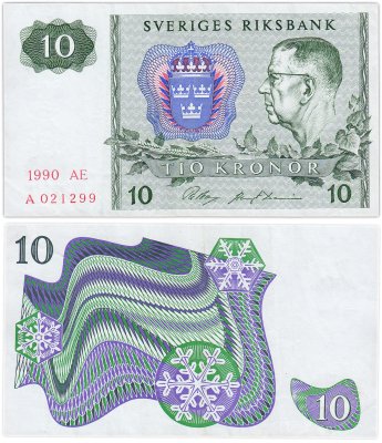 купить Швеция 10 крон 1990